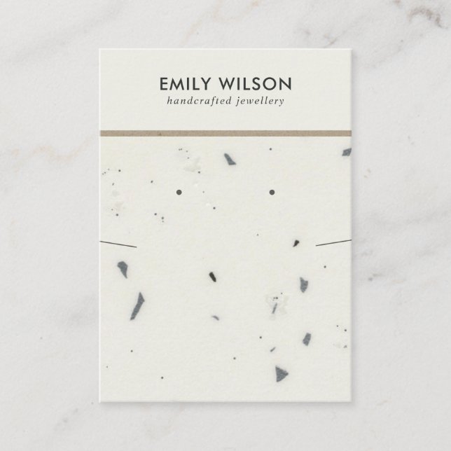 TARJETA DE VISITA PANTALLA DE GANANCIAS DE TERRAZZO GRIS BLANCO DE M (Anverso)