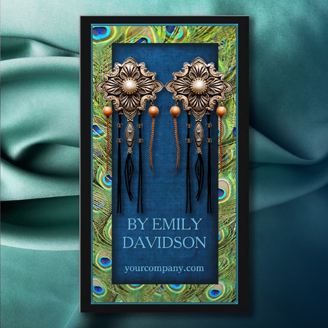 Tarjeta De Visita Pantalla de jewel de moda de jewel Earring Peacock (Perfect for business)