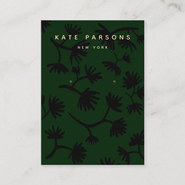 Tarjeta De Visita Pantalla De Joyas De Giro De Flores Verdes (Anverso)