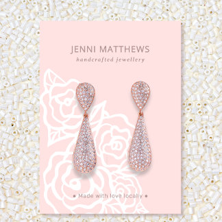 Tarjeta De Visita Pantalla de joyas florales rosa rosa de Rubor