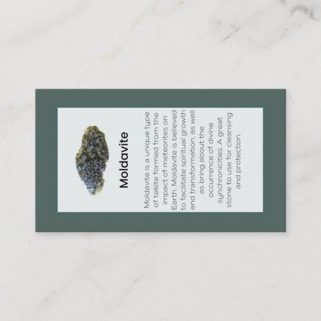 Tarjeta De Visita Pantalla de joyas Moldavite Crystal Significing (Anverso)