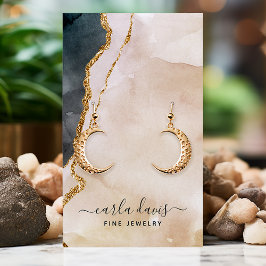 Tarjeta De Visita Pantalla de joyas negras rosa color de agua de fir