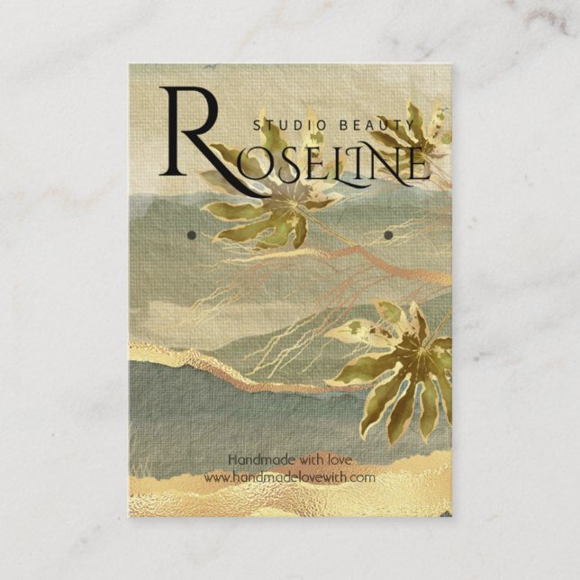 Tarjeta De Visita Pantalla de joyería con vistas a la palma (Anverso)