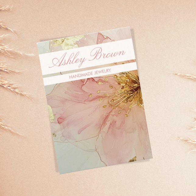 Tarjeta De Visita Pantalla De Joyería De Boho Floral Pink Handmade A (Subido por el creador)