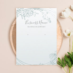 Tarjeta De Visita Pantalla De Joyería De Círculo Floral Verde Sage