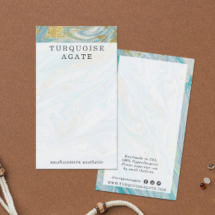 Tarjeta De Visita Pantalla de joyería de Mármol Turquesa y Oro