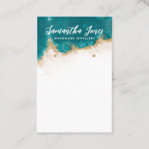 Tarjeta De Visita Pantalla de Joyería de Moda verde azulada y dorada