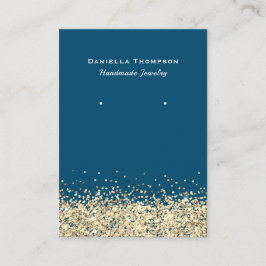 Tarjeta De Visita Pantalla de joyería de Purpurina azul Faux Gold