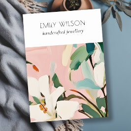 Tarjeta De Visita Pantalla de joyería en blanco y florido de Boho Co