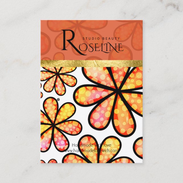 Tarjeta De Visita Pantalla de joyería naranja Soft Flowers (Anverso)
