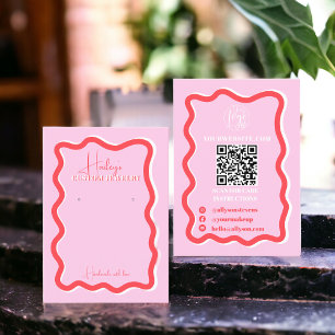 Tarjeta De Visita Pantalla de joyería ondulada de curva roja rosa re