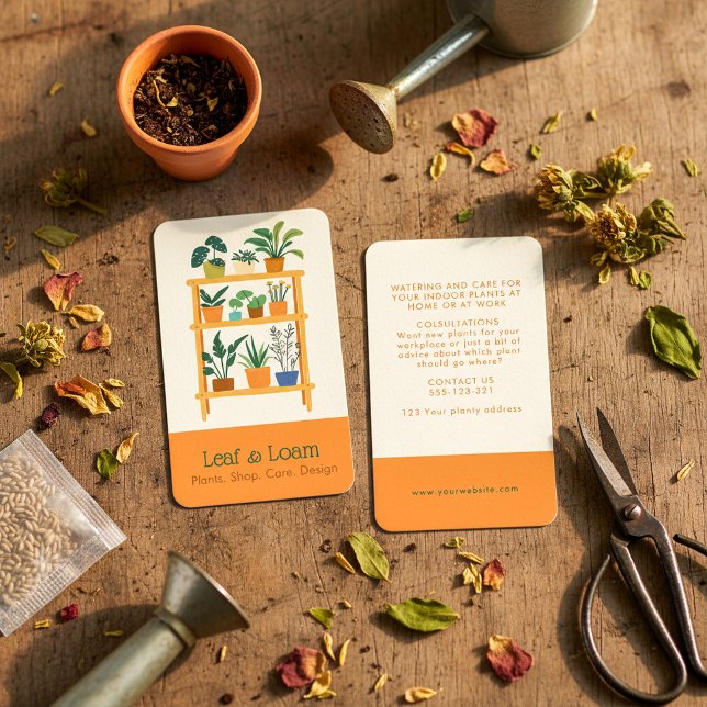 Tarjeta De Visita Pantalla de la planta de manguera divertida Terrac (Terracotta fun House Plant display Shelf Business Card)