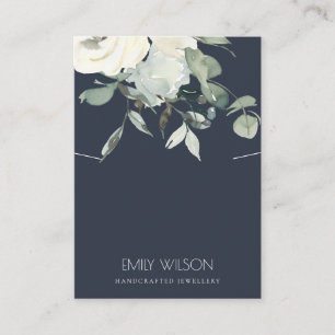 TARJETA DE VISITA PANTALLA DE NAVY FLORAL BLANCA DE MARFIL NAVY