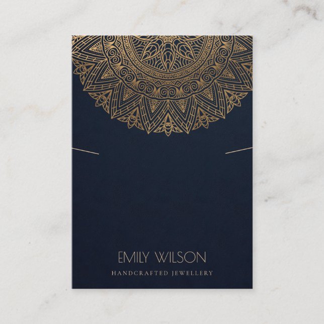 TARJETA DE VISITA PANTALLA DE NAVY ORO CLÁSICO MANDALA (Anverso)