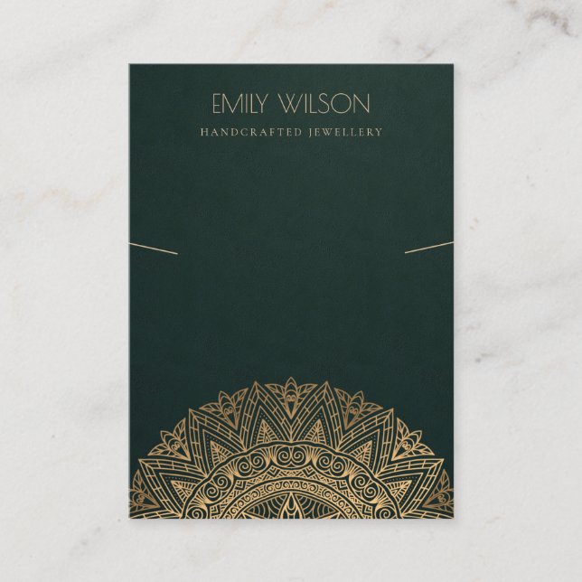 TARJETA DE VISITA PANTALLA DE NECKLACE DE MANDALA ORIENTAL VERDE (Anverso)