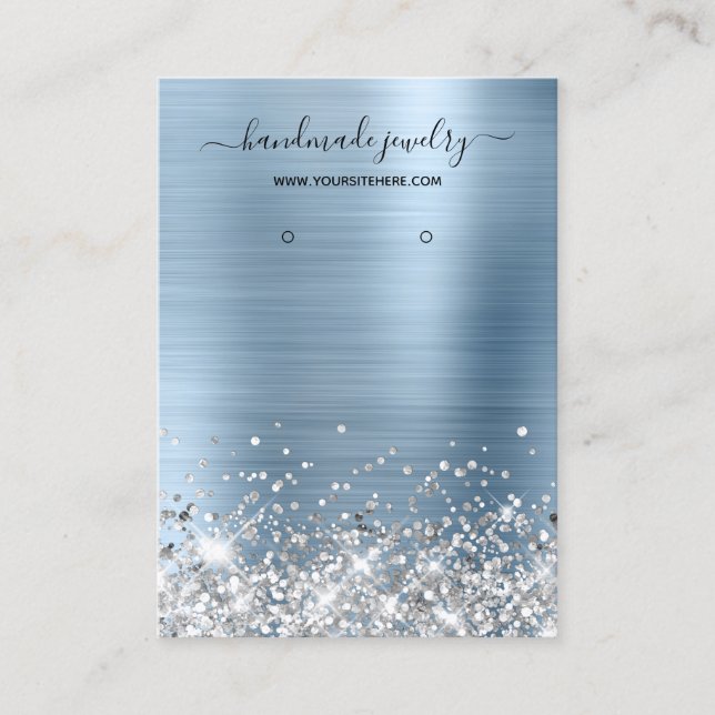 Tarjeta De Visita Pantalla de Relieve metalizado azul claro Purpurin (Anverso)