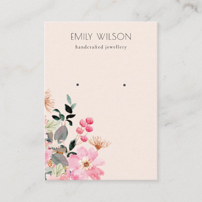 Tarjeta De Visita Pantalla de reposo de Bungalows florales rosados P (Anverso)