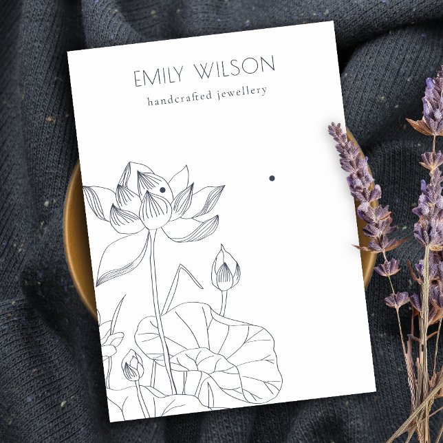 Tarjeta De Visita Pantalla de rienda de moda Waterlily Floral Sketch (Subido por el creador)