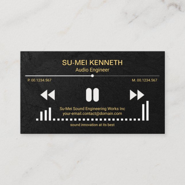 Tarjeta De Visita Pantalla de sonido negro Ingeniero de sonido grung (Anverso)