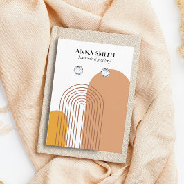 Tarjeta De Visita Pantalla De Tejido Moderno Boho Beige Earthy Stud