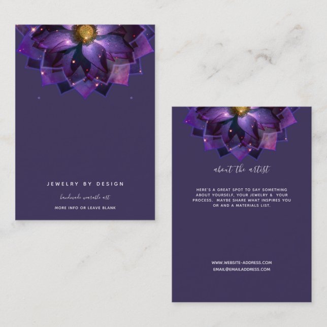 Tarjeta De Visita Pantalla De Trazado, Mystical Lotus Mandala Crafte (Anverso / Reverso)