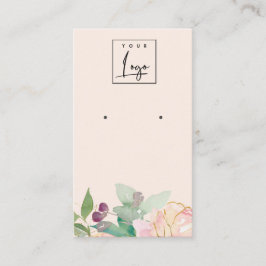 Tarjeta De Visita Pantalla dorada Rubor Pink Floral Bunch Earring