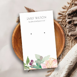 Tarjeta De Visita Pantalla dorada Rubor Pink Floral Bunch Earring