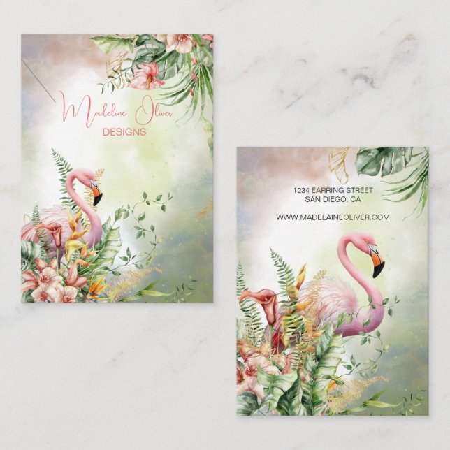 Tarjeta De Visita Pantalla floral tropical Flamingo (Anverso / Reverso)