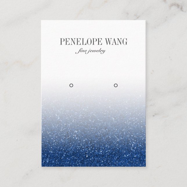 Tarjeta De Visita Pantalla Glam Blue Purpurina Ombre Jewelry Earring (Anverso)