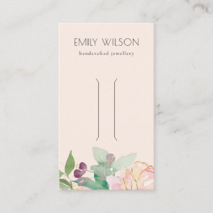 Tarjeta De Visita Pantalla Gold Rubor Pink Floral Bunch Clip de pelo