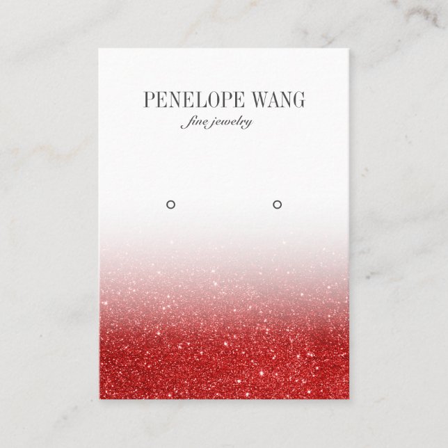 Tarjeta De Visita Pantalla Luxe Red Purpurina Ombre Jewelry Earring (Anverso)