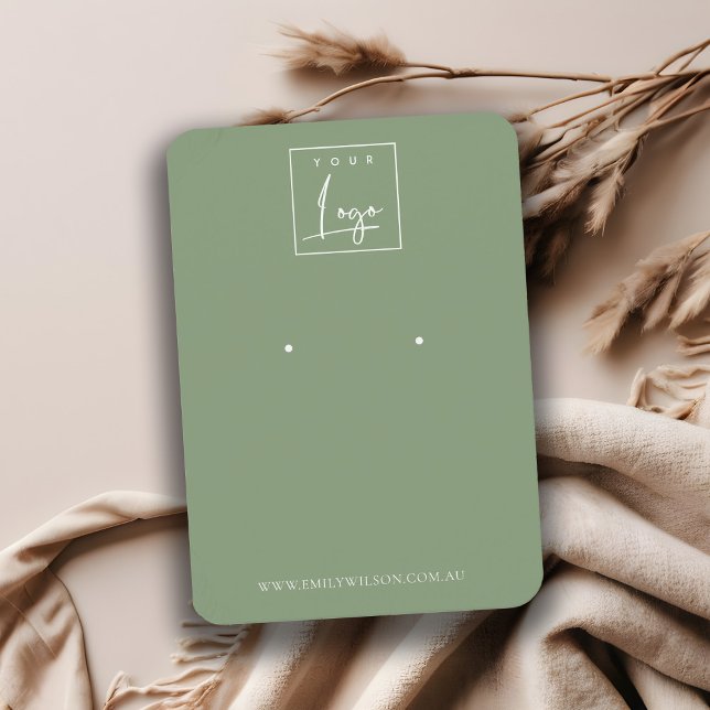 Tarjeta De Visita Pantalla Mínima Sencilla Dusky Muted Green Earring (Subido por el creador)