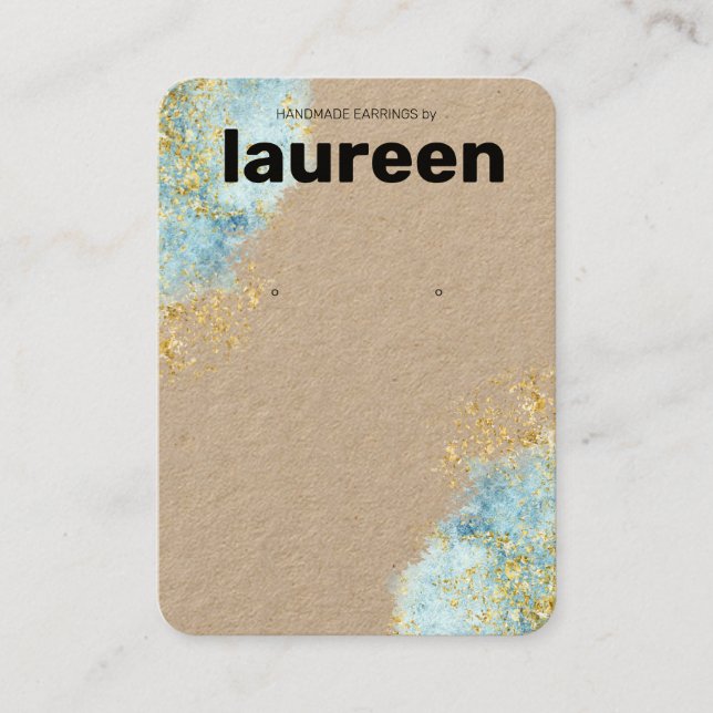Tarjeta De Visita Pantalla moderna de auriculares azules de oro (Anverso)