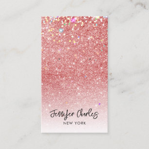 Tarjeta De Visita Pantalla moderna de auriculares rosa purpurina de