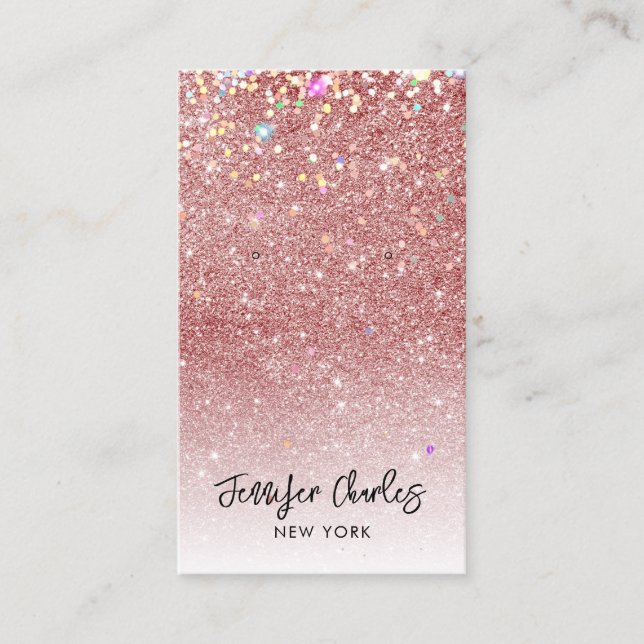 Tarjeta De Visita Pantalla moderna de auriculares rosa purpurina de  (Anverso)