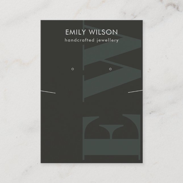 Tarjeta De Visita Pantalla Rustic Black Monogram Earl (Anverso)