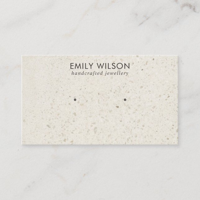 TARJETA DE VISITA PANTALLA RÚSTICA DE BLANCO TERRAZZO STUD EARRING (Anverso)