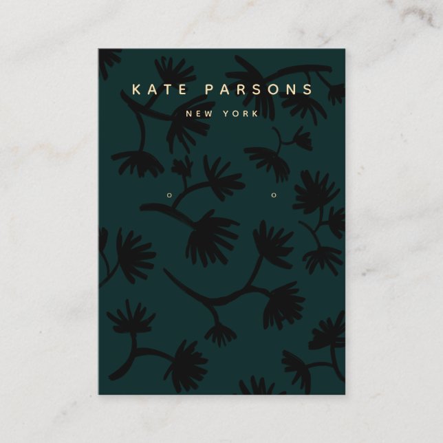 Tarjeta De Visita Pantalla verde azulada de joyas de riego floral (Anverso)