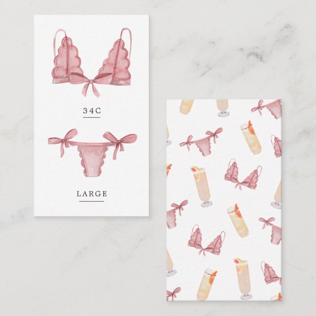 Tarjeta De Visita Panties and Palomas Lingerie Size Insert (Anverso / Reverso)