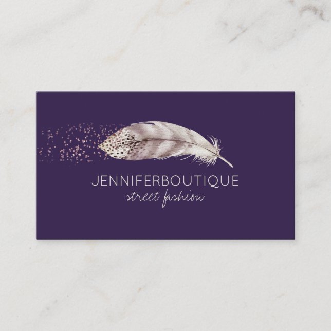 Tarjeta De Visita Pañuelo morado de ángel de la mano dibujado (Anverso)