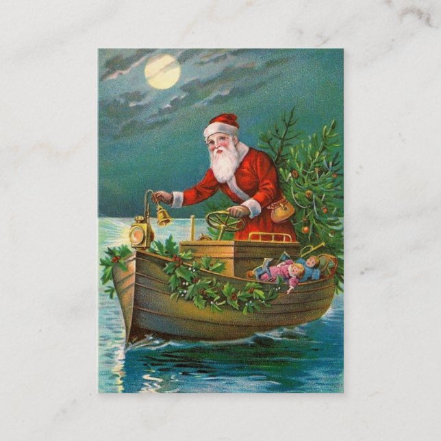 Tarjeta De Visita Papá Noel en barco (Anverso)