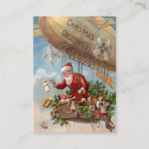 Tarjeta De Visita Papá Noel en dirigible