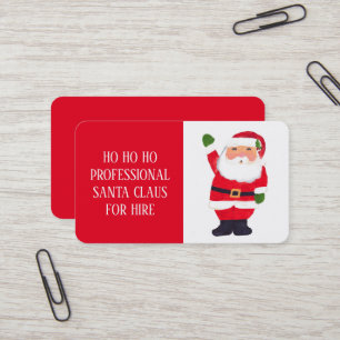 Tarjeta De Visita Papá Noel Navidad Rojo Alquiler Trineo Profesional
