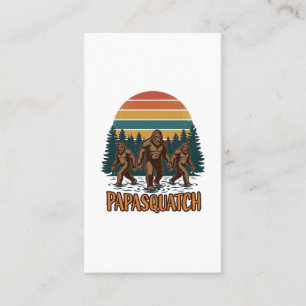 Tarjeta De Visita Papasquatch Bigfoot Diseño Vectorial Puesta de Sol