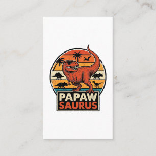 Tarjeta De Visita Papawsaurus Diseño Vectorial de Dinosaurio Retro A