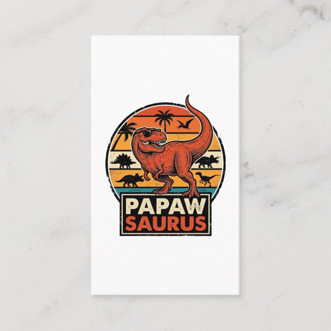 Tarjeta De Visita Papawsaurus Diseño Vectorial de Dinosaurio Retro A (Anverso)