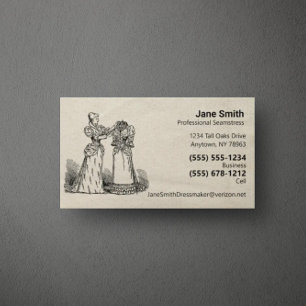 Tarjeta De Visita Papel antiguo Viejo Moda Seamstress Dressmaker