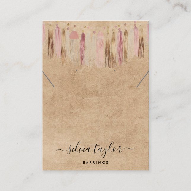 Tarjeta De Visita Papel artesanal Boho Bohemie que remonta la pantal (Anverso)