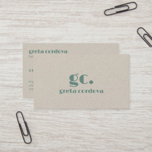Tarjeta De Visita Papel Beige Elegante Profesional Monograma simple