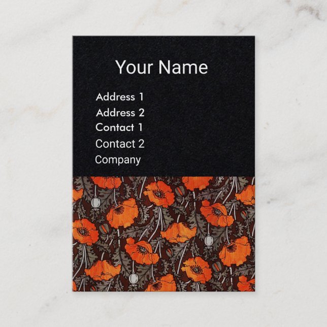 Tarjeta De Visita Papel blanco de monograma floral de POPPIES ROJO (Anverso)